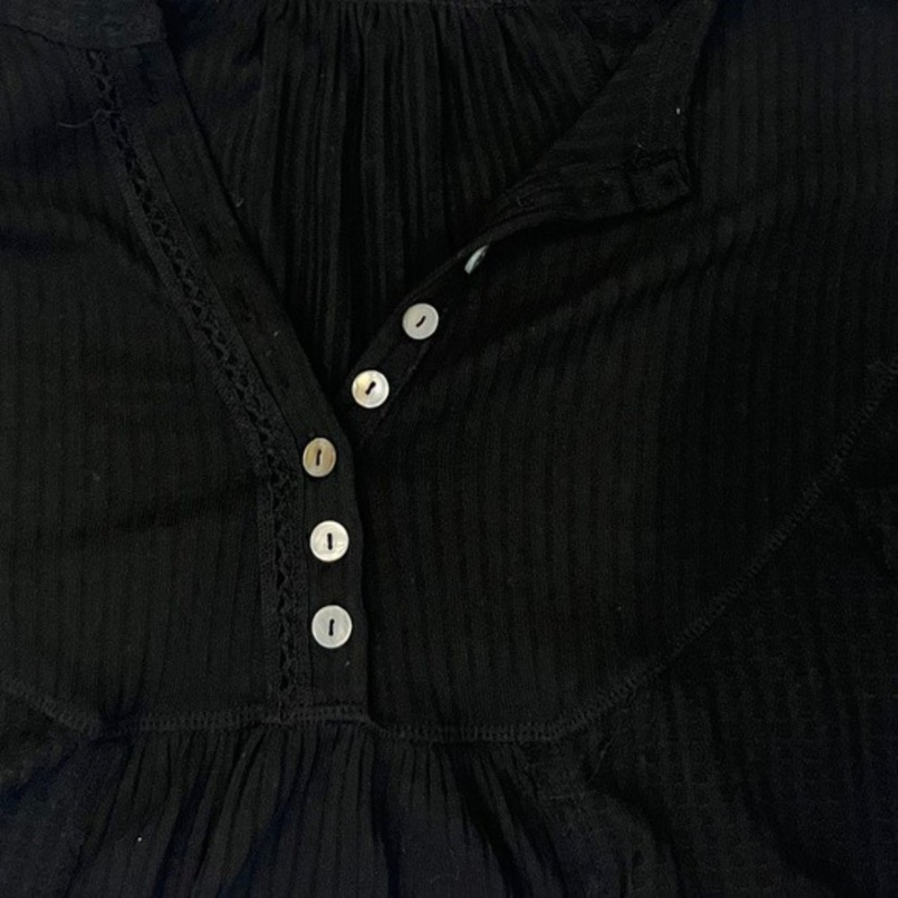 Sweet Romeo Top Black Waffle Knit Oversized Henley Nordstrom Women’s Size 1X NEW - Picture 4 of 9